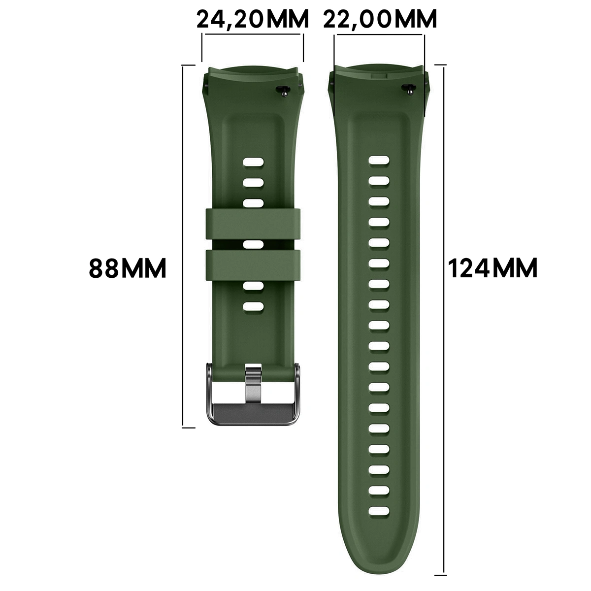 Grafika poglądowa ukazująca sposób mierzenia paska do Huawei Watch 5 46 mm